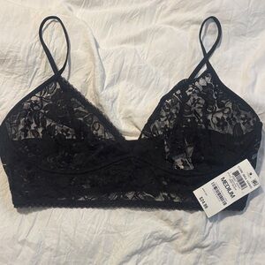INC International Concepts Black Floral Lace Bralette with Adjustable Straps